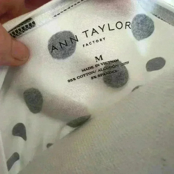 Ann Taylor white with black polka tot tee. Excellent condition. Medium. - Picture 7 of 8